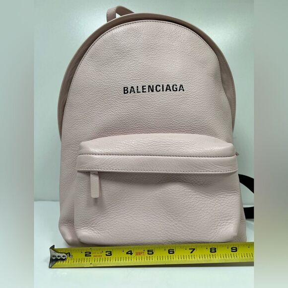 Balenciaga Smooth Calfskin Logo Small Everyday Backpack Light Rose Black - Picture 7 of 13